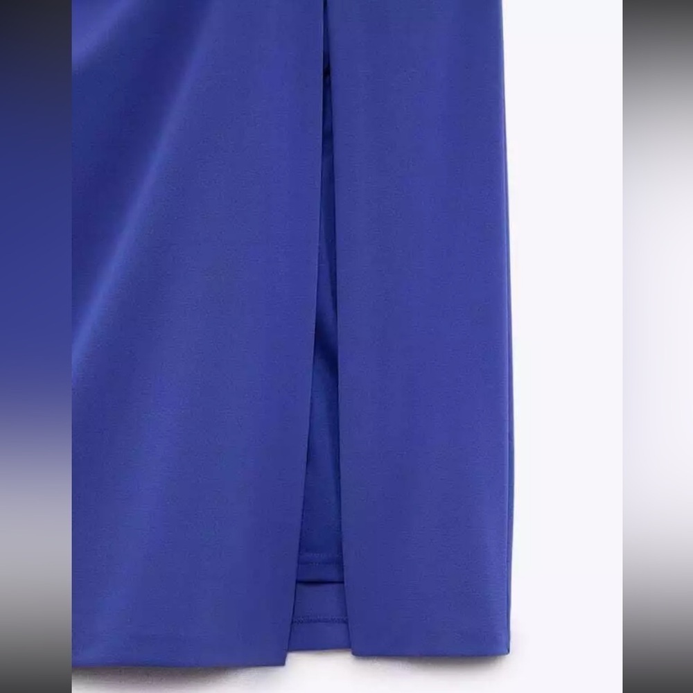 Zara Blue Draped Midi Skirt - Picture 4 of 8